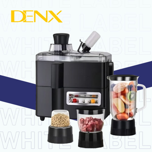 محضرة طعام DENX المتكاملة 4 في 1 - قوة 800 واط مع عصارة، خلاط، مطحنة، ومفرمة | ضمان عامين