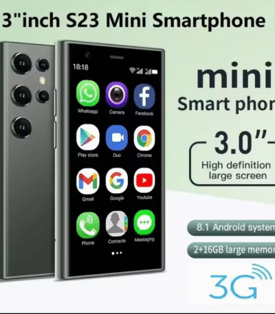 The S23 MINI tipper phone for seniors is in black.