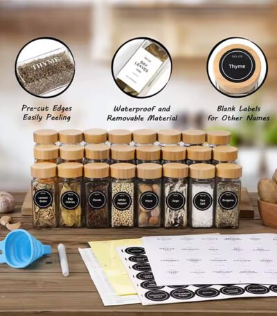 مجموعة زجاجات توابل زجاجية شفافة سعة 120 مل مع غطاء (مفترض)