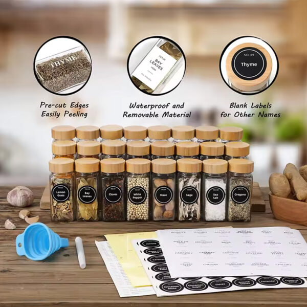 مجموعة زجاجات توابل زجاجية شفافة سعة 120 مل مع غطاء (مفترض)