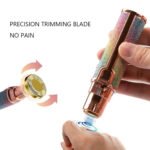 ماكينة تشذيب حواجب كهربائية بيضاء قابلة للشحن مع رؤوس قابلة للتغيير.